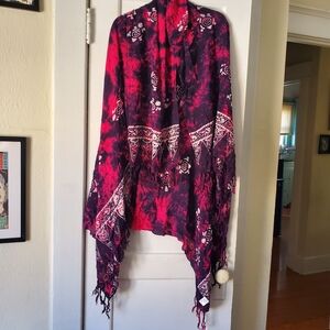 Pink And Purple Tye Dye Hawaiian Print Sarong